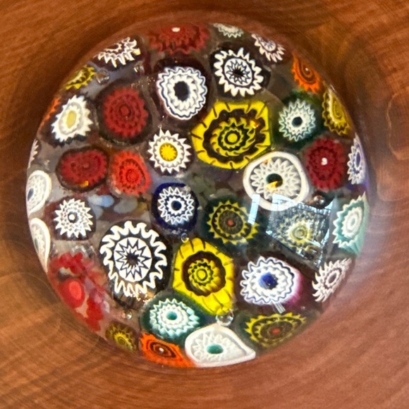 Vintage Murano Italy Millefiori Close MCM Paperweight 3” - Picture 7 of 13